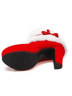 Outlet Retro Stage Retro Christmas Short Plush High Heel Shoes