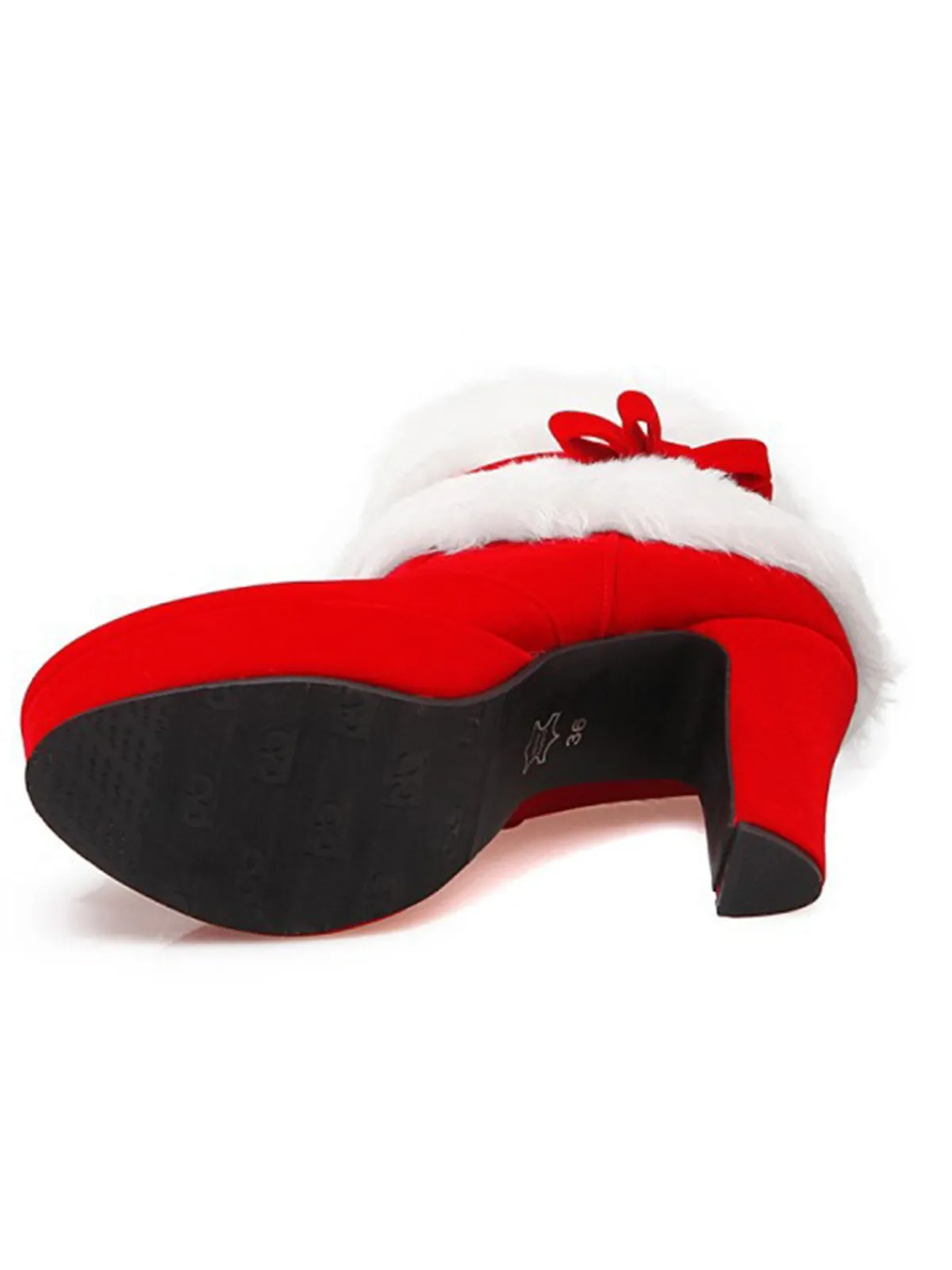 Outlet Retro Stage Retro Christmas Short Plush High Heel Shoes