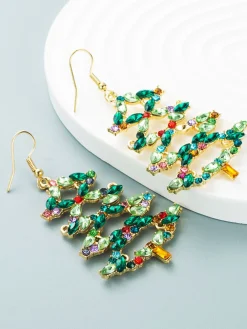 Hot Retro Stage Retro Christmas Tree Alloy Earrings