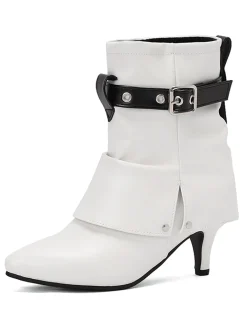 Fashion Retro Stage Retro Contrast Kitten Heel Ankle Boots