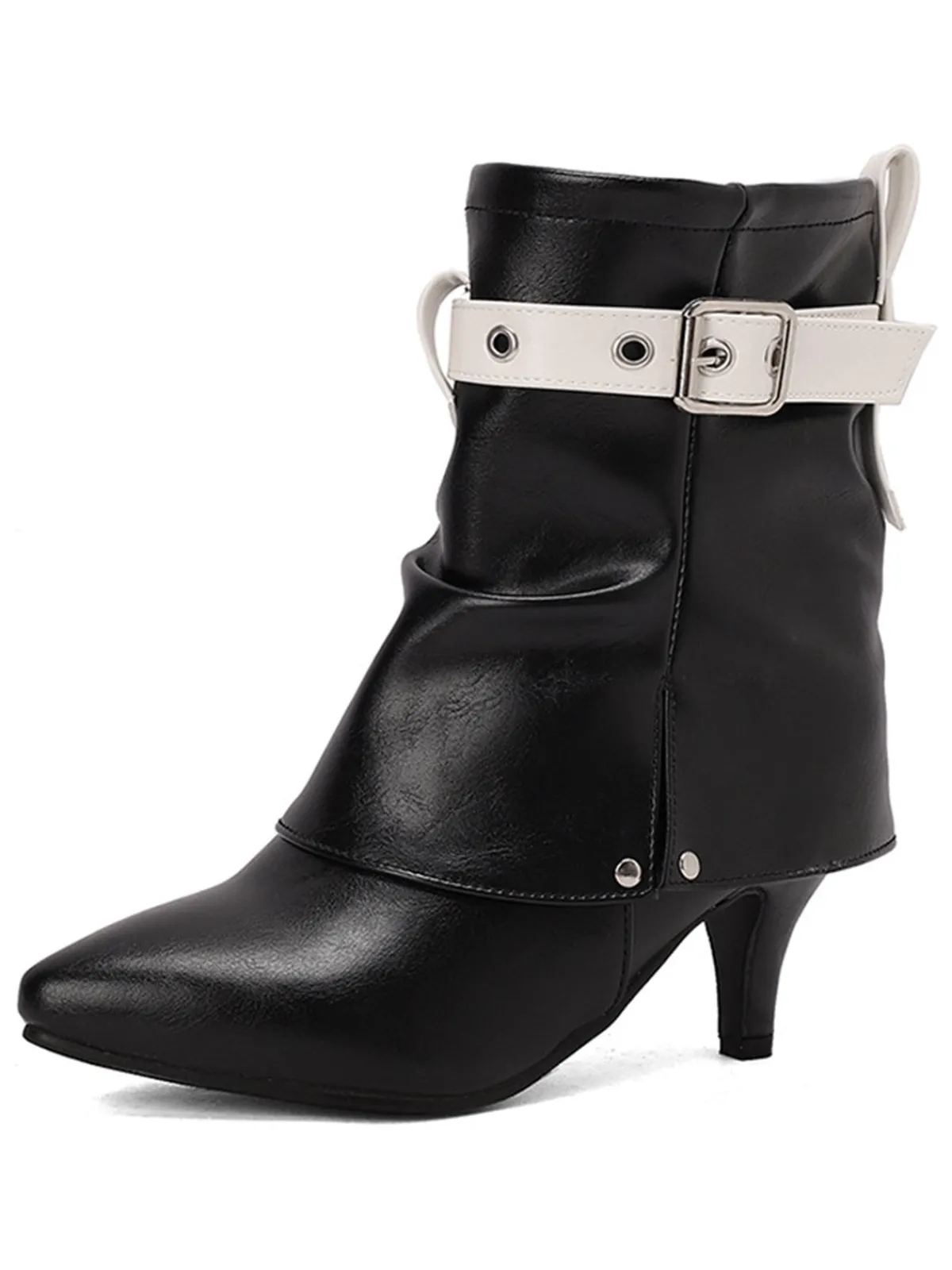 Fashion Retro Stage Retro Contrast Kitten Heel Ankle Boots