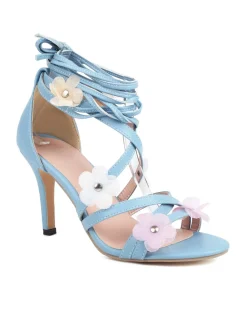 Outlet Retro Stage Retro 3D Flower Stilettos Ankle Wrap Sandals