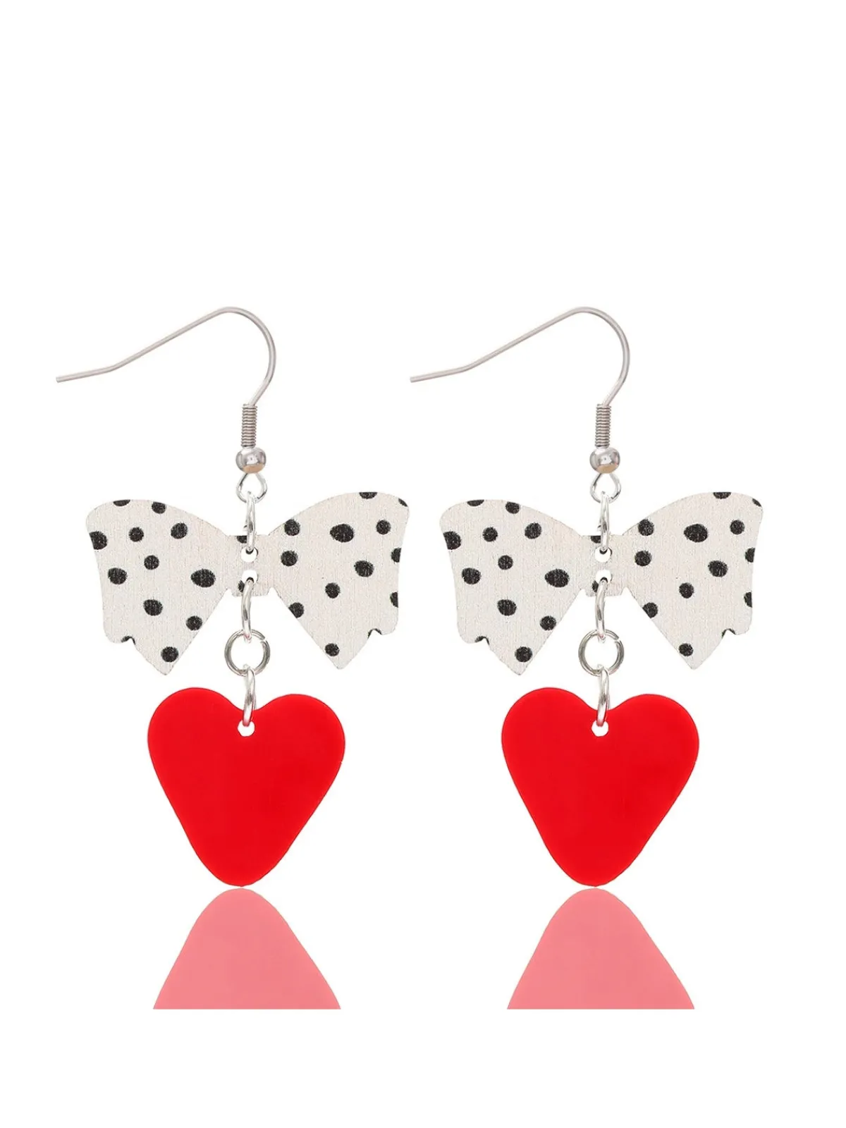 Sale Retro Stage Retro Dots Bowknot Heart Dangle Earrings