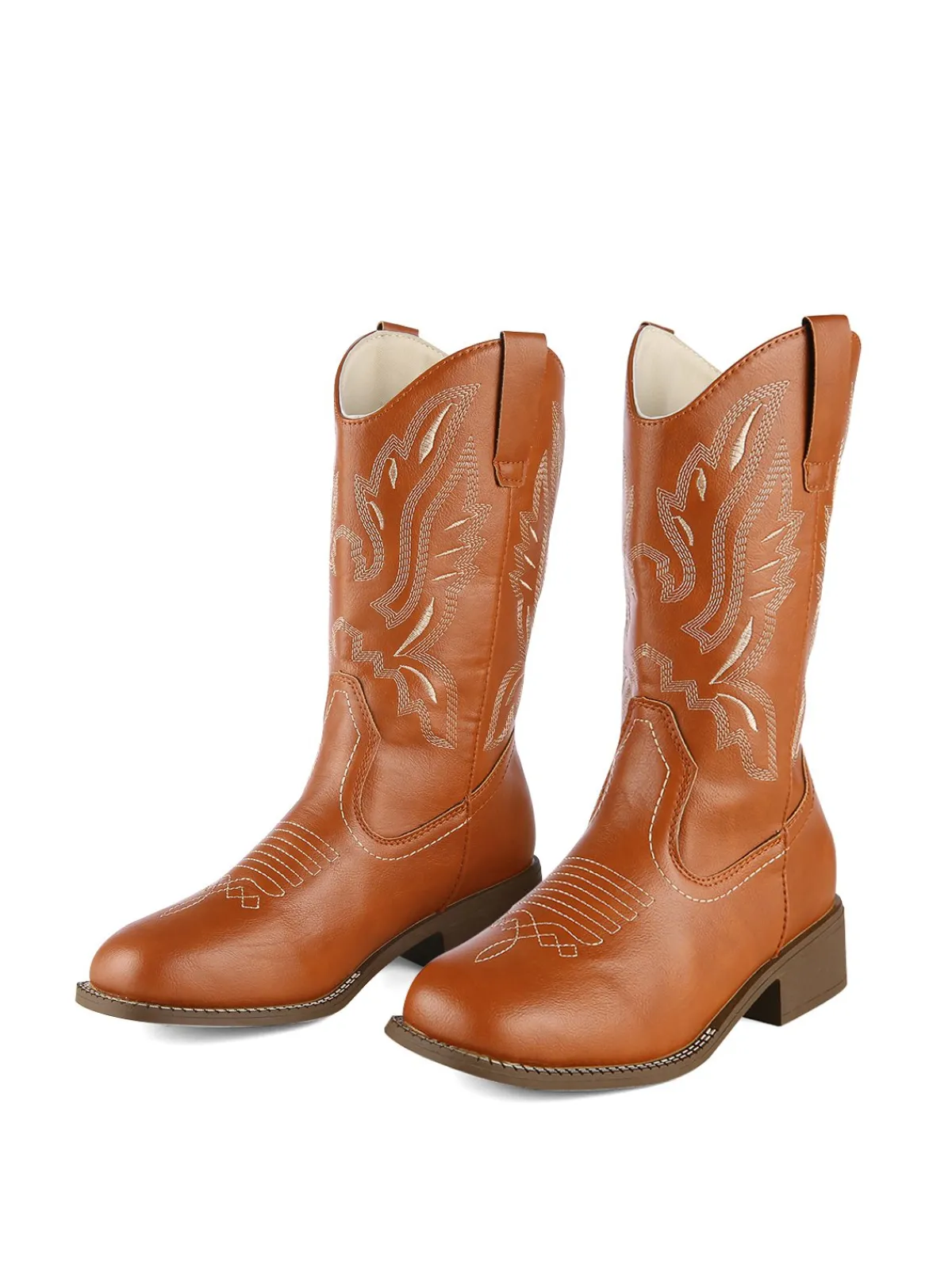 New Retro Stage Retro Embroidered Leather Calf Cowboy Boots
