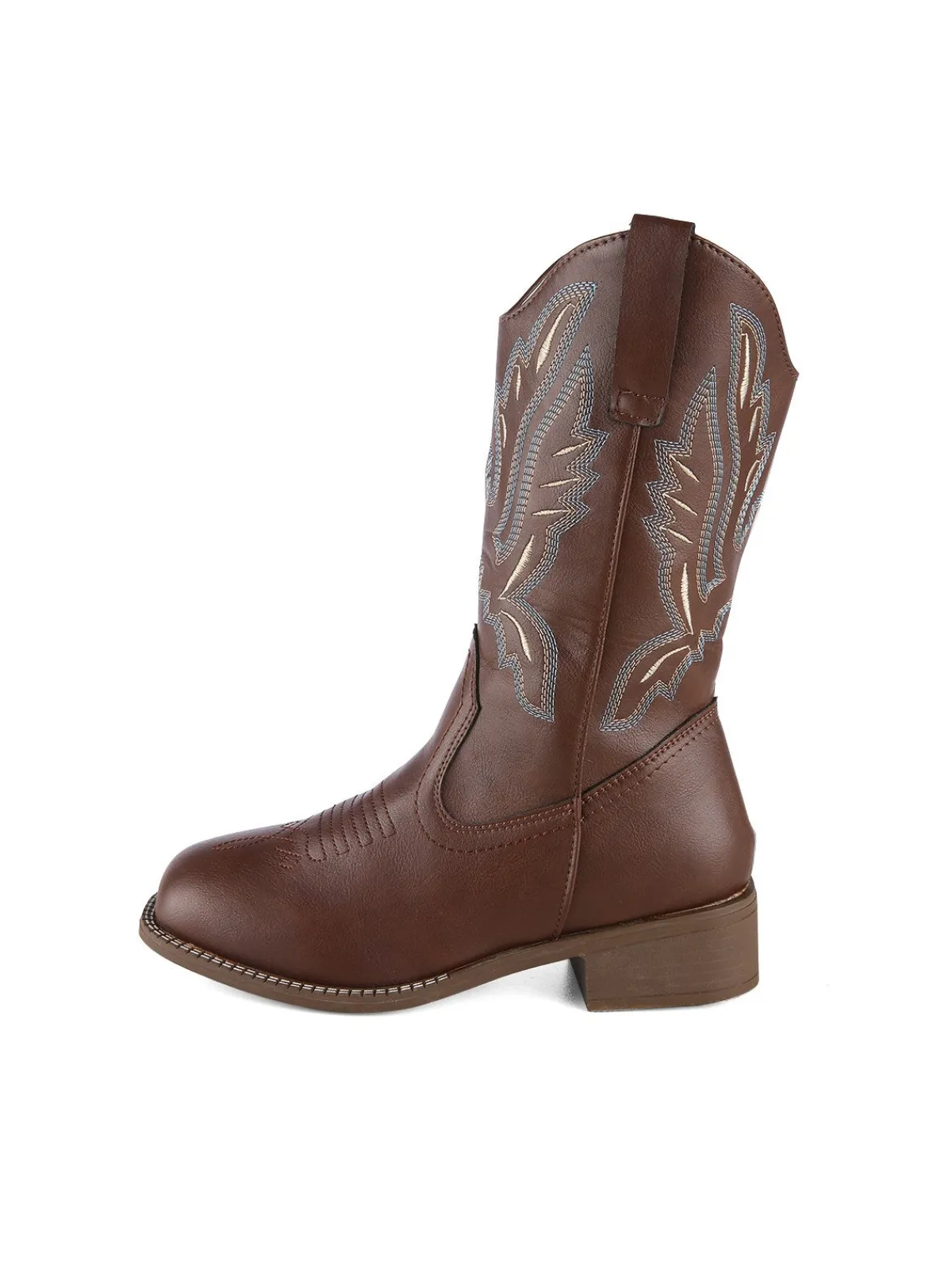 New Retro Stage Retro Embroidered Leather Calf Cowboy Boots