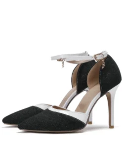 Sale Retro Stage Retro Fabric Pointed High Heel Shoes