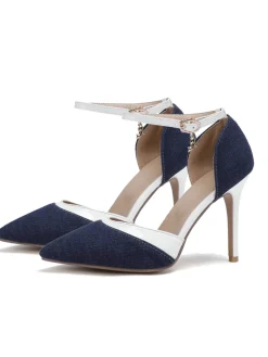 Sale Retro Stage Retro Fabric Pointed High Heel Shoes
