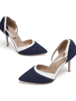 Sale Retro Stage Retro Fabric Pointed High Heel Shoes