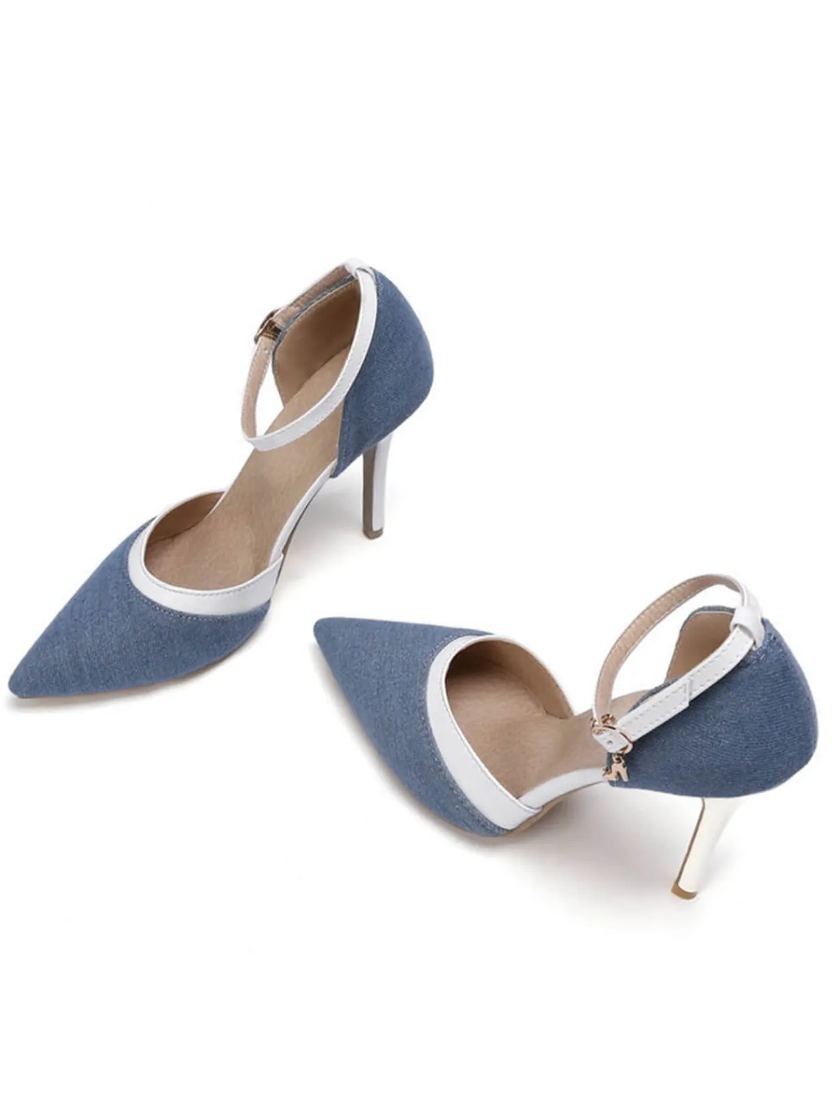Sale Retro Stage Retro Fabric Pointed High Heel Shoes