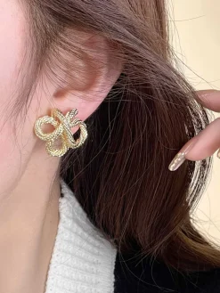 Online Retro Stage Retro Gold Knot Earrings