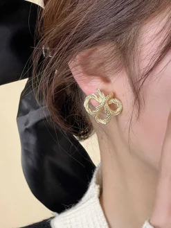 Online Retro Stage Retro Gold Knot Earrings