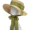 Clearance Retro Stage Retro Green Ribbon Raffia Sun Hat