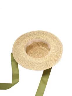 Clearance Retro Stage Retro Green Ribbon Raffia Sun Hat