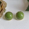 Hot Retro Stage Retro Green Round Stud Earrings