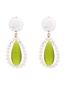 Clearance Retro Stage Retro Green Water Drop Earrings