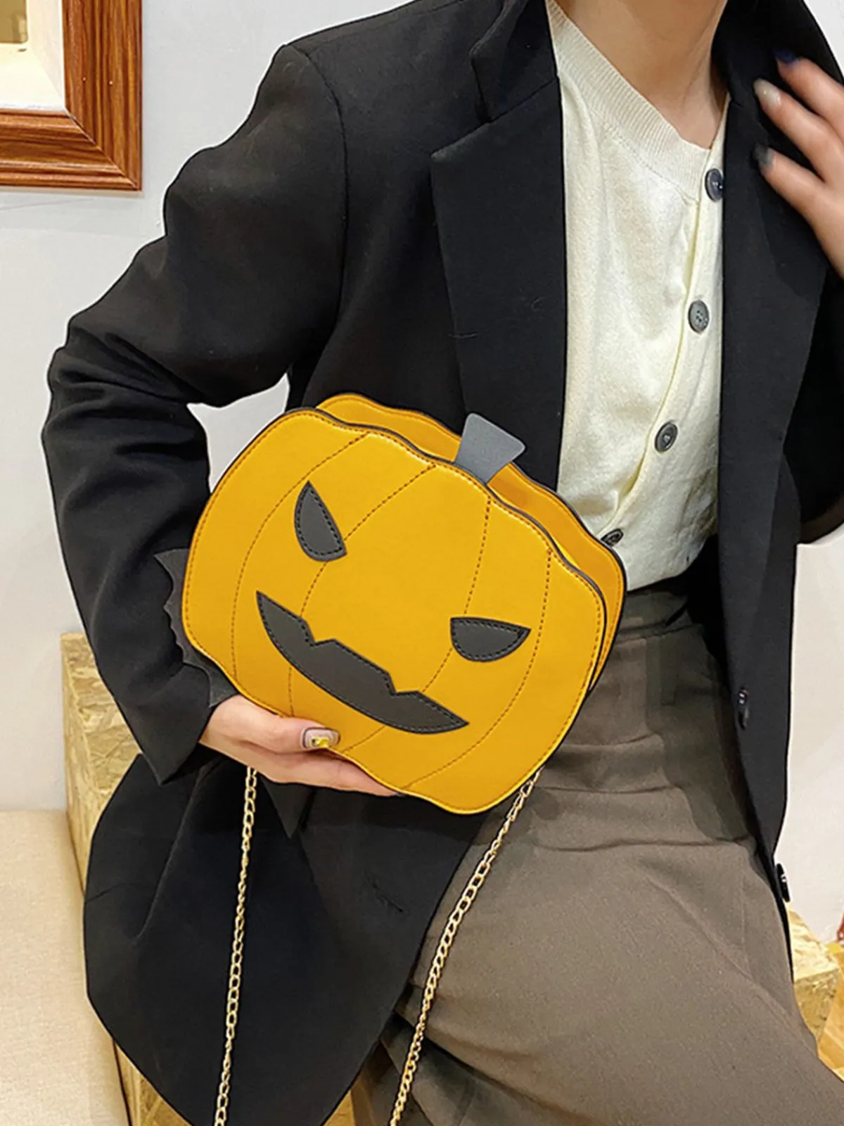 Fashion Retro Stage Retro Halloween Pumpkin Shoulder Bag