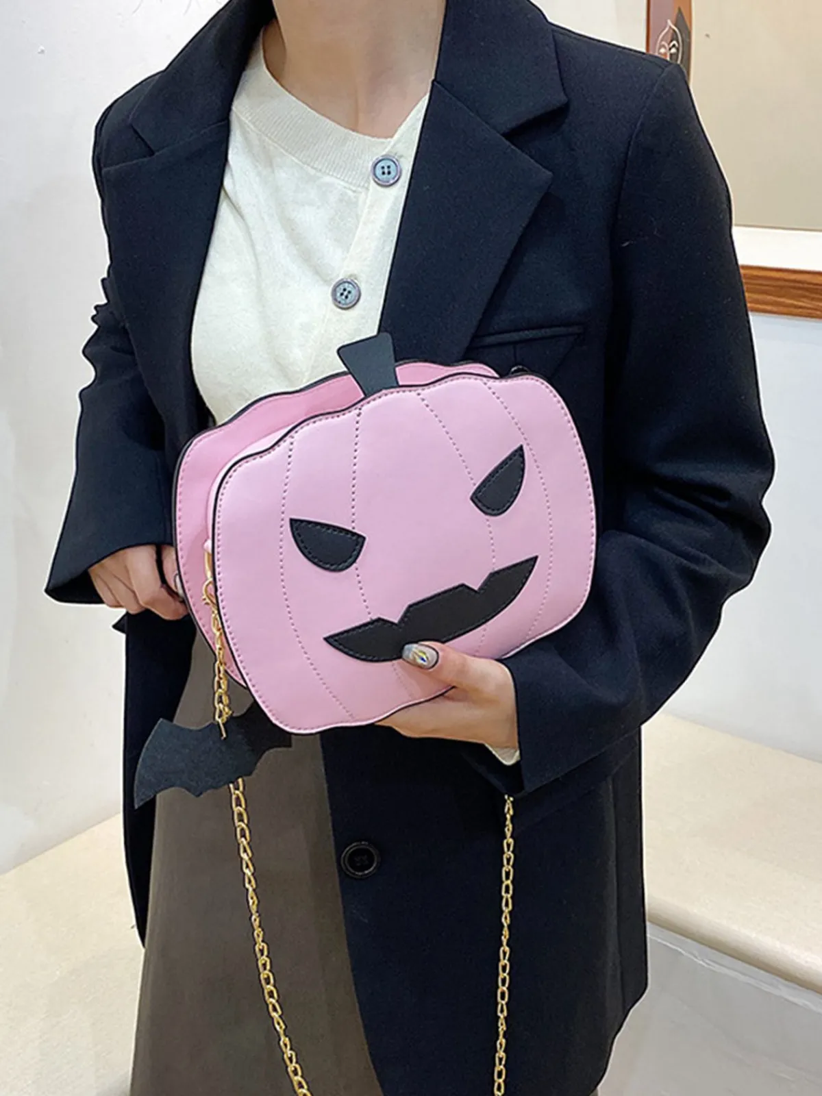 Hot Retro Stage Retro Halloween Pumpkin Shoulder Bag