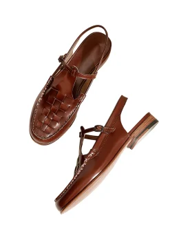 Hot Retro Stage Retro Handwoven Toe Roman Sandals