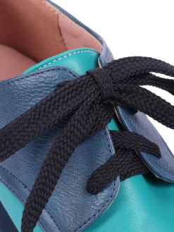Online Retro Stage Retro High Heels Saddle Shoes Blue