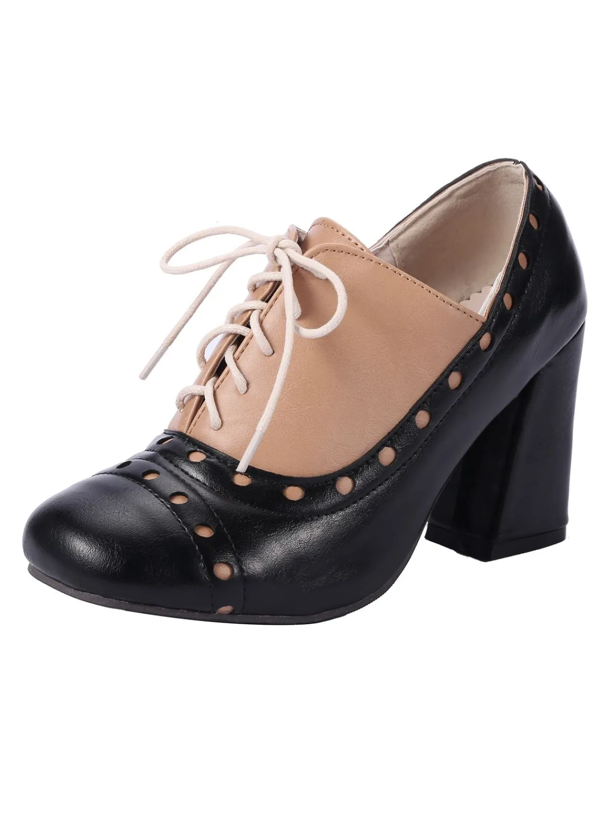 Sale Retro Stage Retro High Heels Saddle Shoes Black