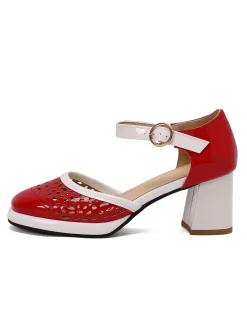 Best Retro Stage Retro Hollow Chunky High Heels Shoes