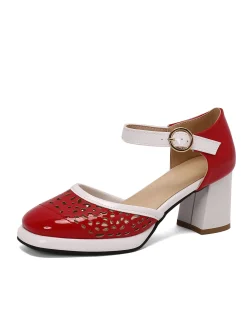 Best Retro Stage Retro Hollow Chunky High Heels Shoes