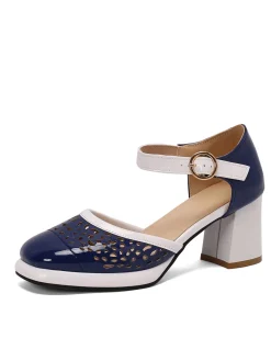 Best Retro Stage Retro Hollow Chunky High Heels Shoes