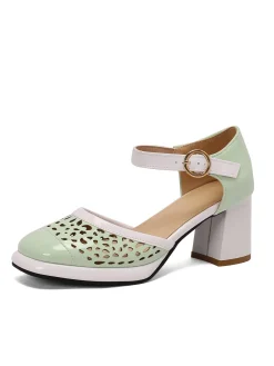 Best Retro Stage Retro Hollow Chunky High Heels Shoes