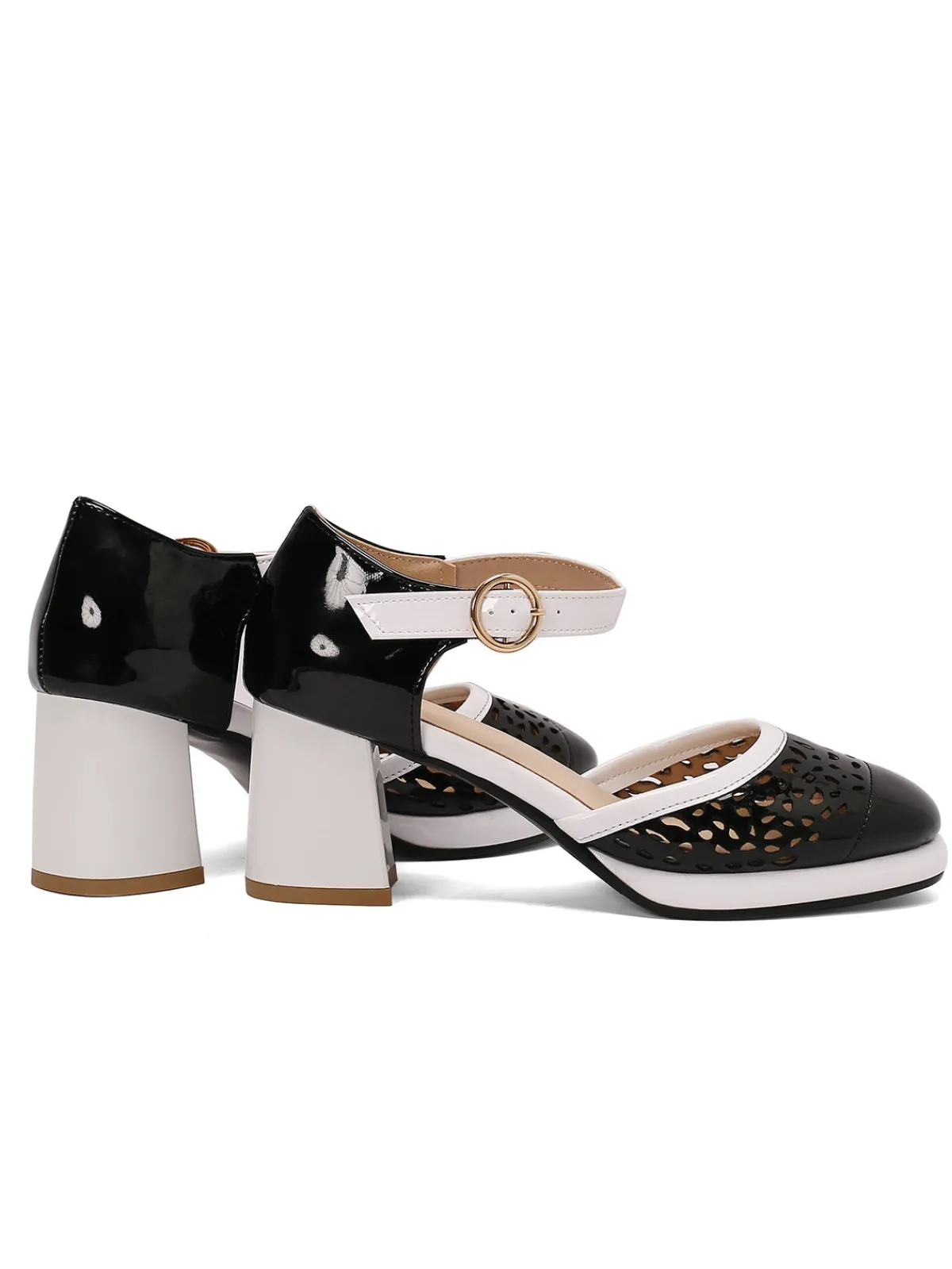 Best Retro Stage Retro Hollow Chunky High Heels Shoes