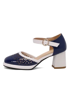 Best Retro Stage Retro Hollow Chunky High Heels Shoes