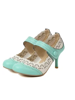 Discount Retro Stage Retro Hollow Out Ankle Strap High Heels Shoes