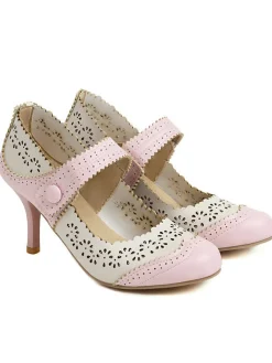 Discount Retro Stage Retro Hollow Out Ankle Strap High Heels Shoes