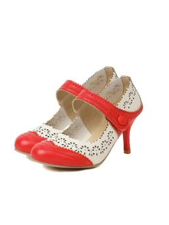 Discount Retro Stage Retro Hollow Out Ankle Strap High Heels Shoes