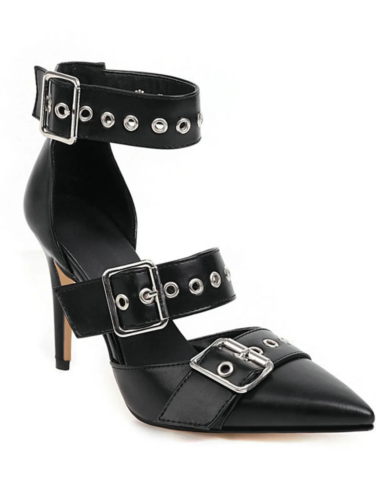 New Retro Stage Retro Lace-up Button Décor Pointed Shoes