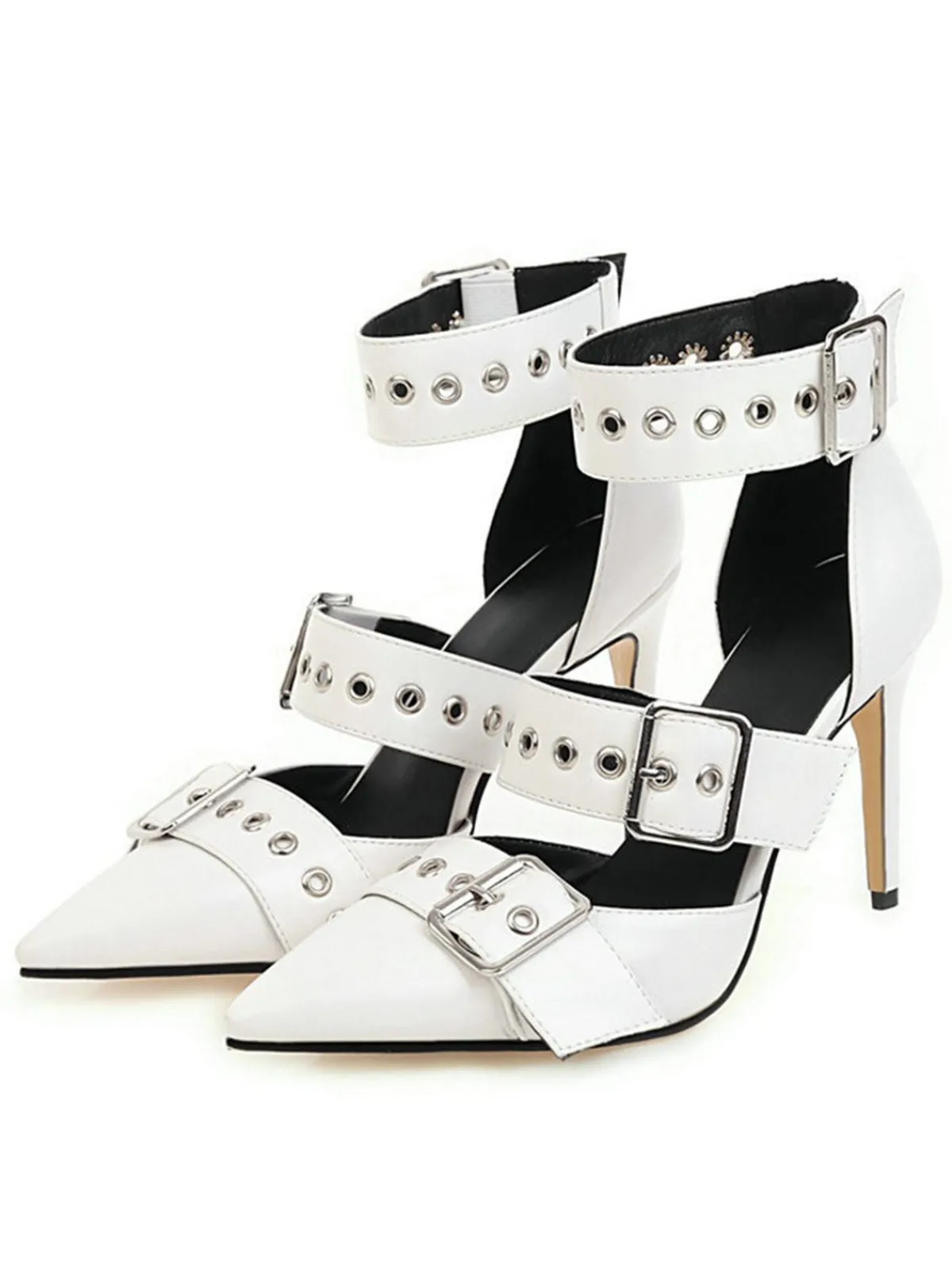 New Retro Stage Retro Lace-up Button Décor Pointed Shoes