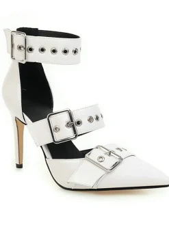 New Retro Stage Retro Lace-up Button Décor Pointed Shoes