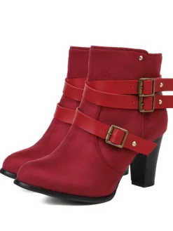 Hot Retro Stage Retro Leather Belt Suede High Heel Shoes
