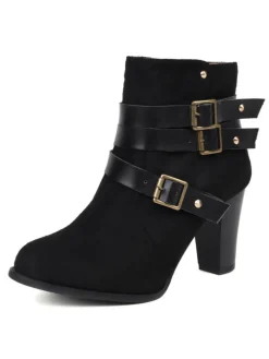 Hot Retro Stage Retro Leather Belt Suede High Heel Shoes