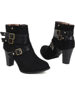 Hot Retro Stage Retro Leather Belt Suede High Heel Shoes