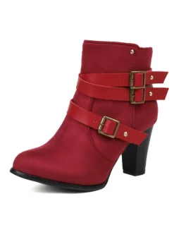 Hot Retro Stage Retro Leather Belt Suede High Heel Shoes
