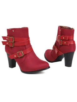 Hot Retro Stage Retro Leather Belt Suede High Heel Shoes