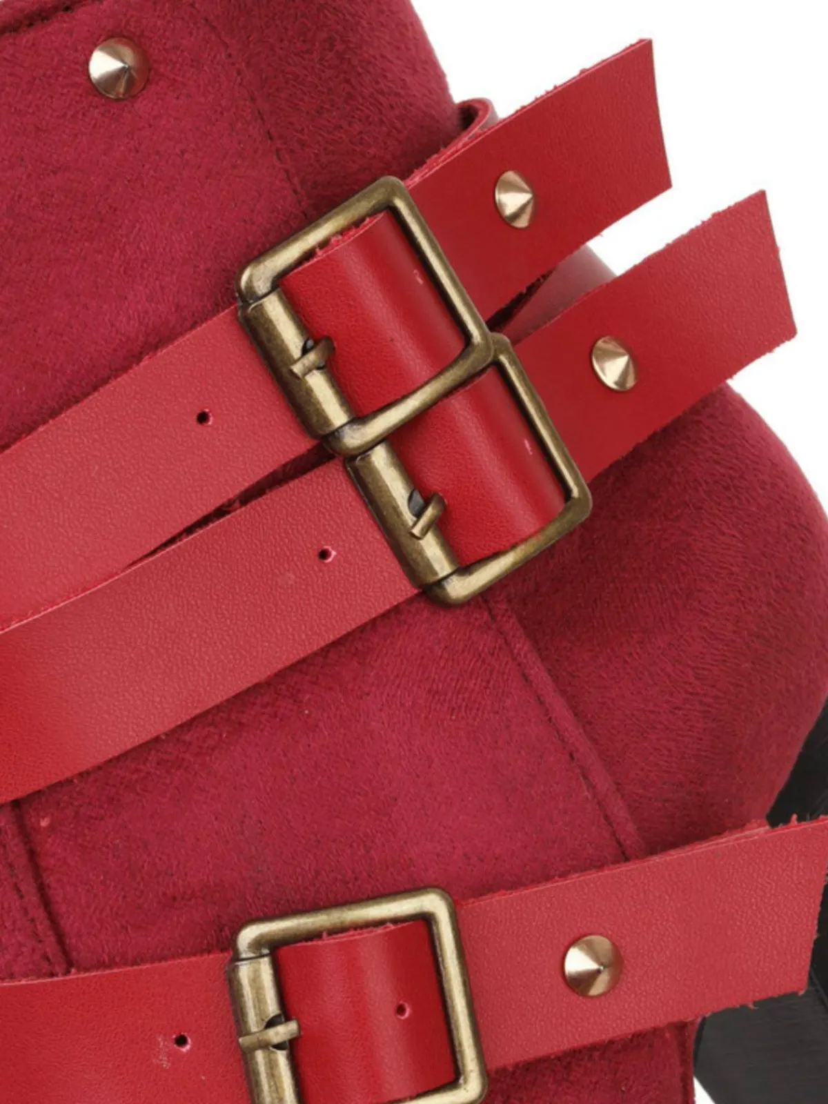 Outlet Retro Stage Retro Leather Belt Suede High Heel Shoes