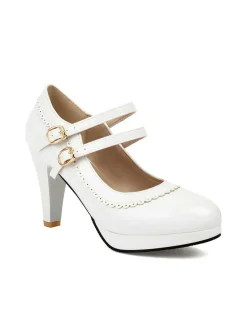 Discount Retro Stage Retro Mary Jane Chunky High Heels Shoes