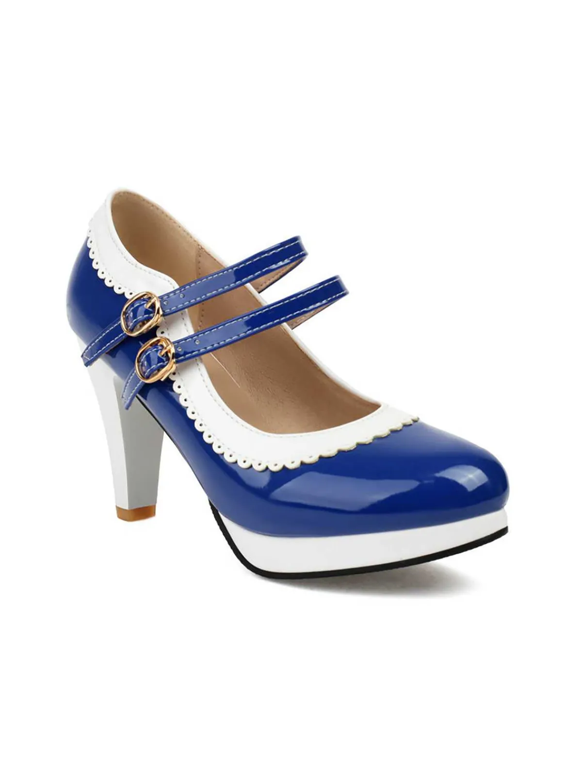Discount Retro Stage Retro Mary Jane Chunky High Heels Shoes