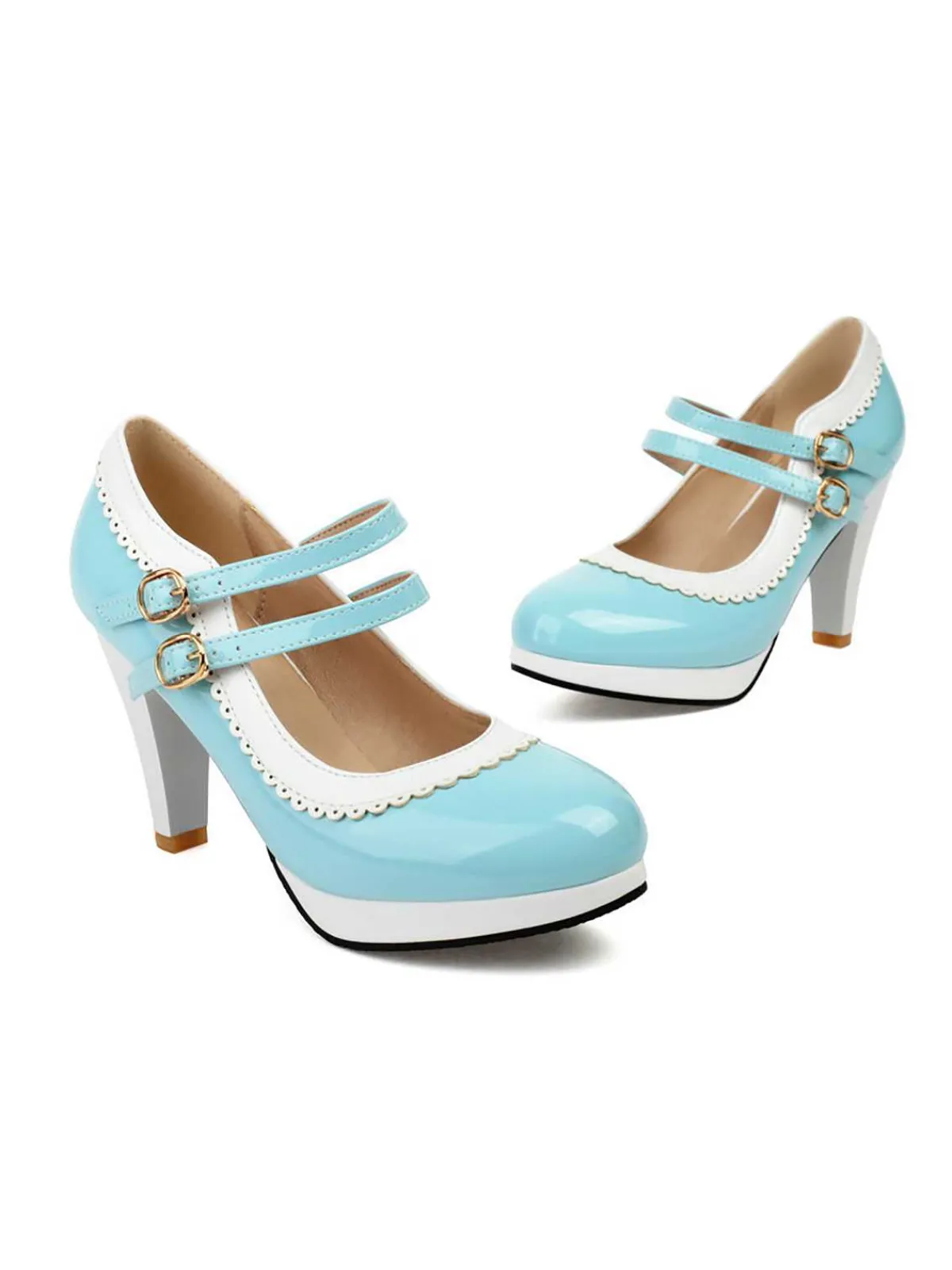 Discount Retro Stage Retro Mary Jane Chunky High Heels Shoes