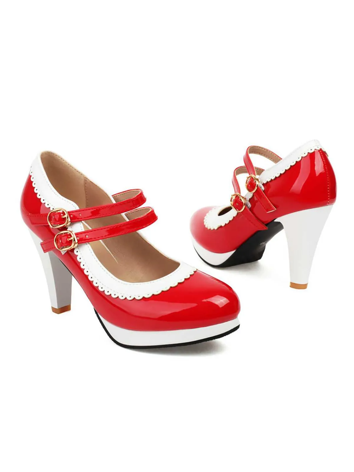 Discount Retro Stage Retro Mary Jane Chunky High Heels Shoes
