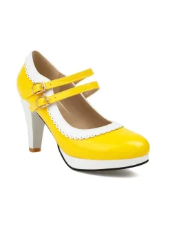 Discount Retro Stage Retro Mary Jane Chunky High Heels Shoes