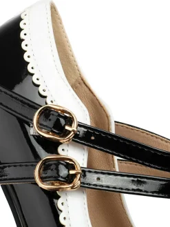 Discount Retro Stage Retro Mary Jane Chunky High Heels Shoes