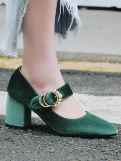 Clearance Retro Stage Retro Mary Jane Chunky High Heel Shoes