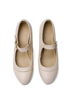 Hot Retro Stage Retro Mary Jane Leather Chuny Heels